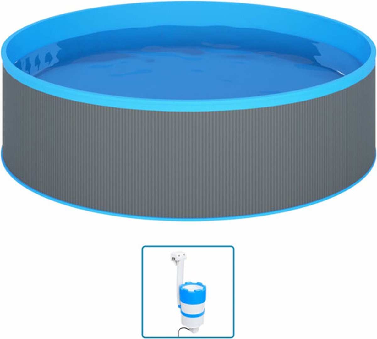 Aufblasbarer Pool mit Hängeskimmer und Pumpe 350 x 90 cm Grau