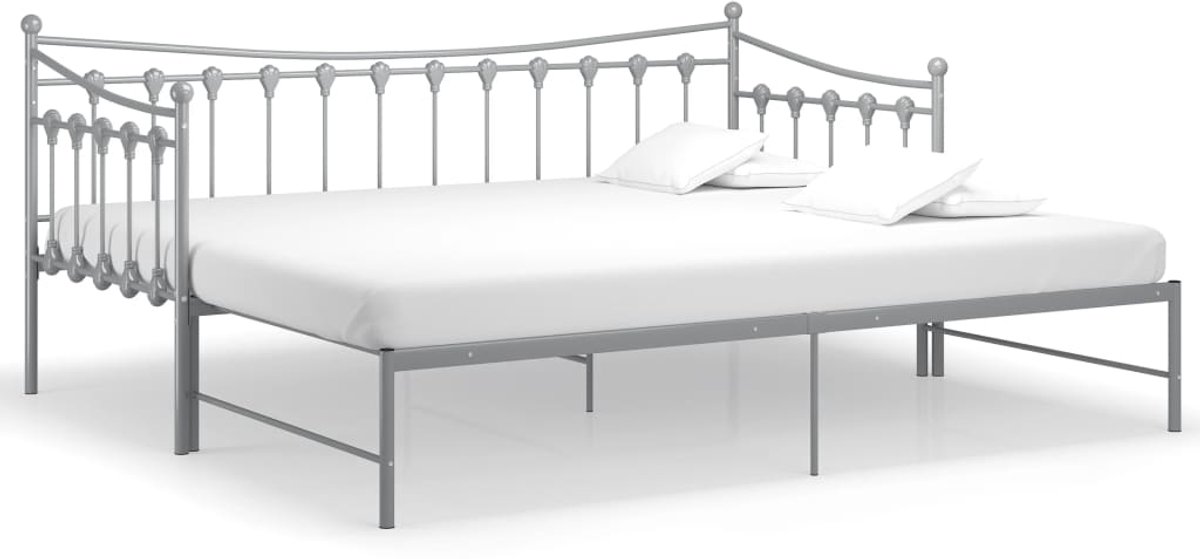 vidaXL Ausziehsofa Bettgestell Grau Metall 90x200 cm