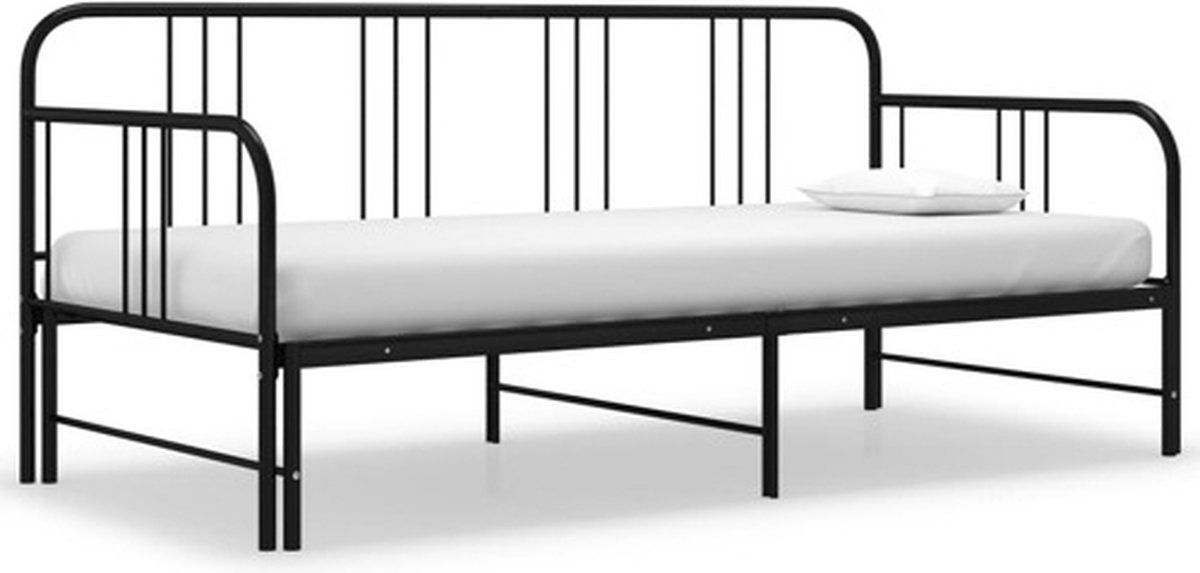 Tagesbett Ausziehbar Schwarz Metall 90x200 cm