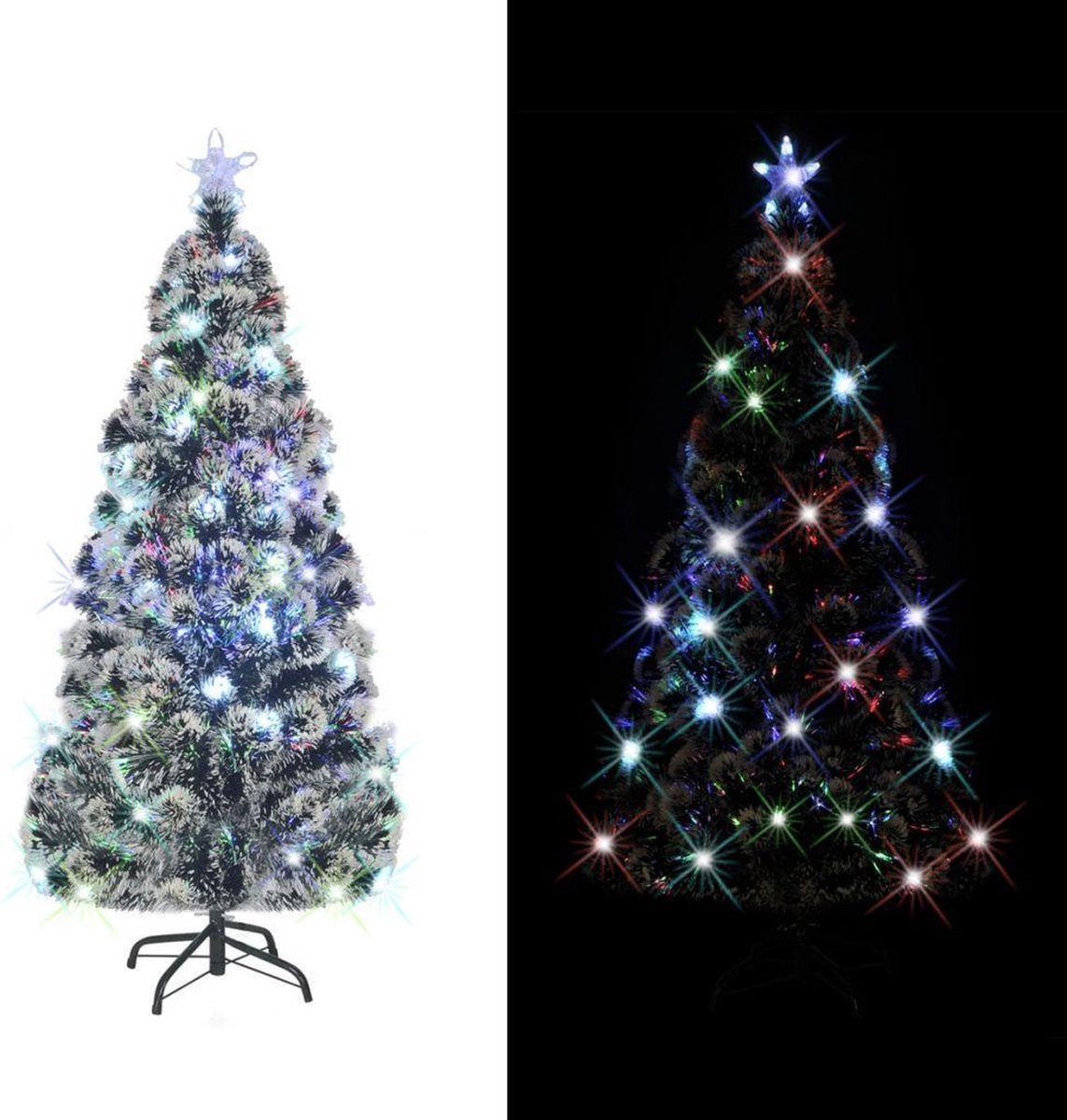 Beleuchteter Weihnachtsbaum mit Ständer und LED-Lichtern 210 cm Glasfaser