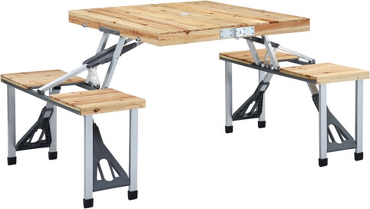 Faltbarer Campingtisch mit 4 Sitzplätzen Stahl und Aluminium