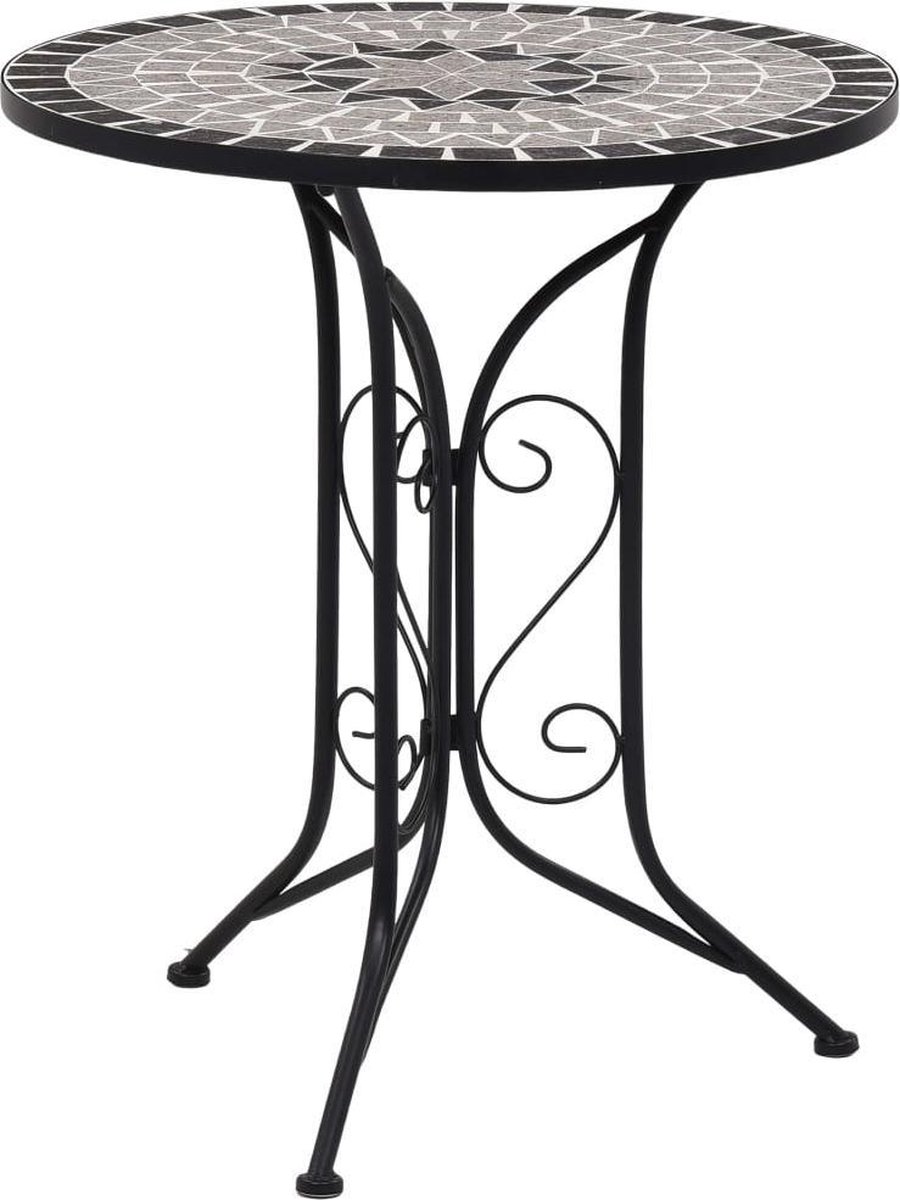 Mosaik Bistro Tisch Grau 60 cm Keramik