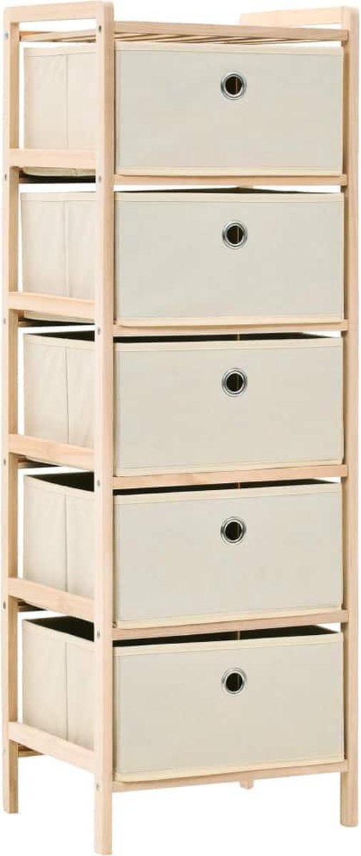 Geflochtene Kommode mit 5 Stoffkörben Zedernholz Beige