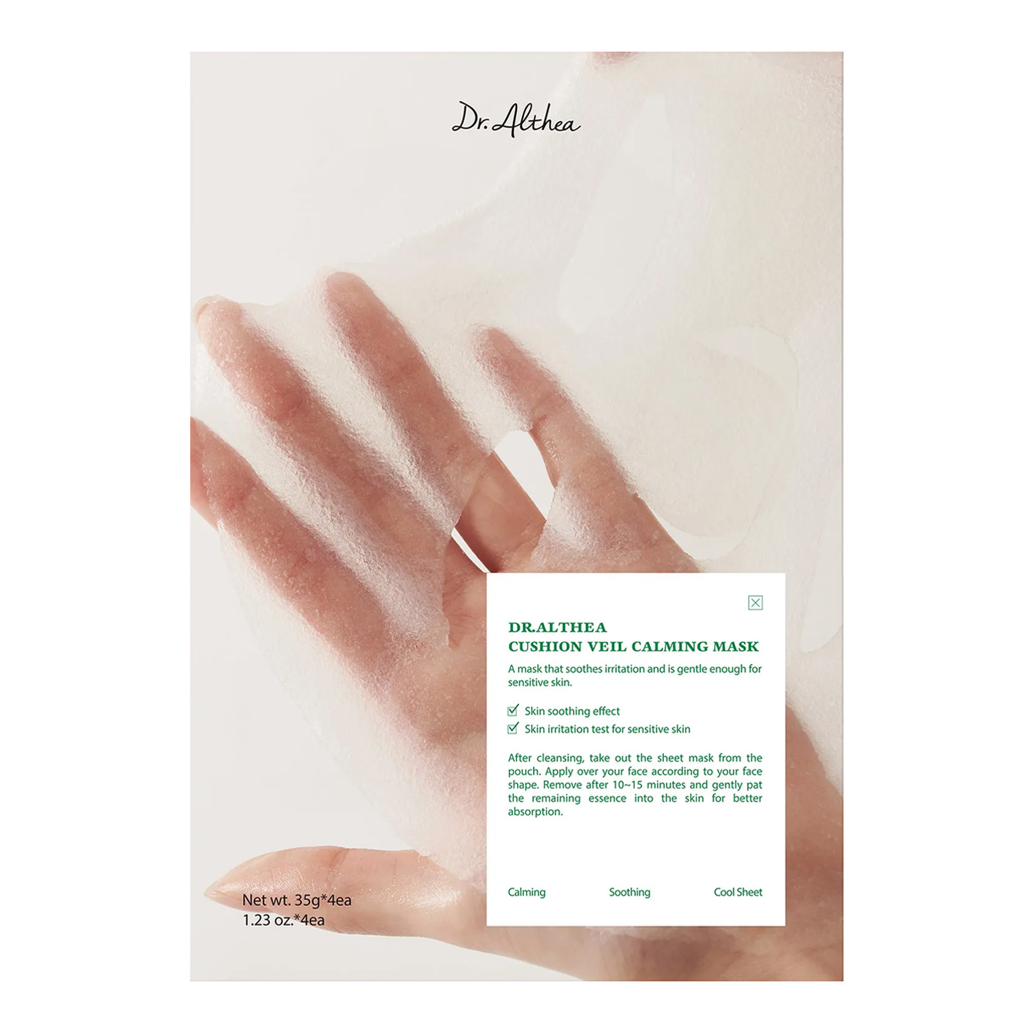 Dr. Althea Cushion Veil Calming Mask kojąca maska w płachcie 4 x 35 g