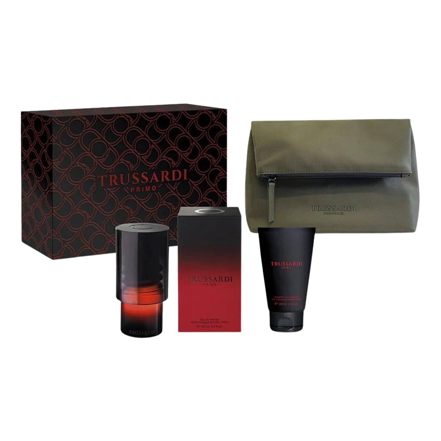 Trussardi Primo woda perfumowana spray 100 ml + żel pod prysznic 100 ml + kosmetyczka
