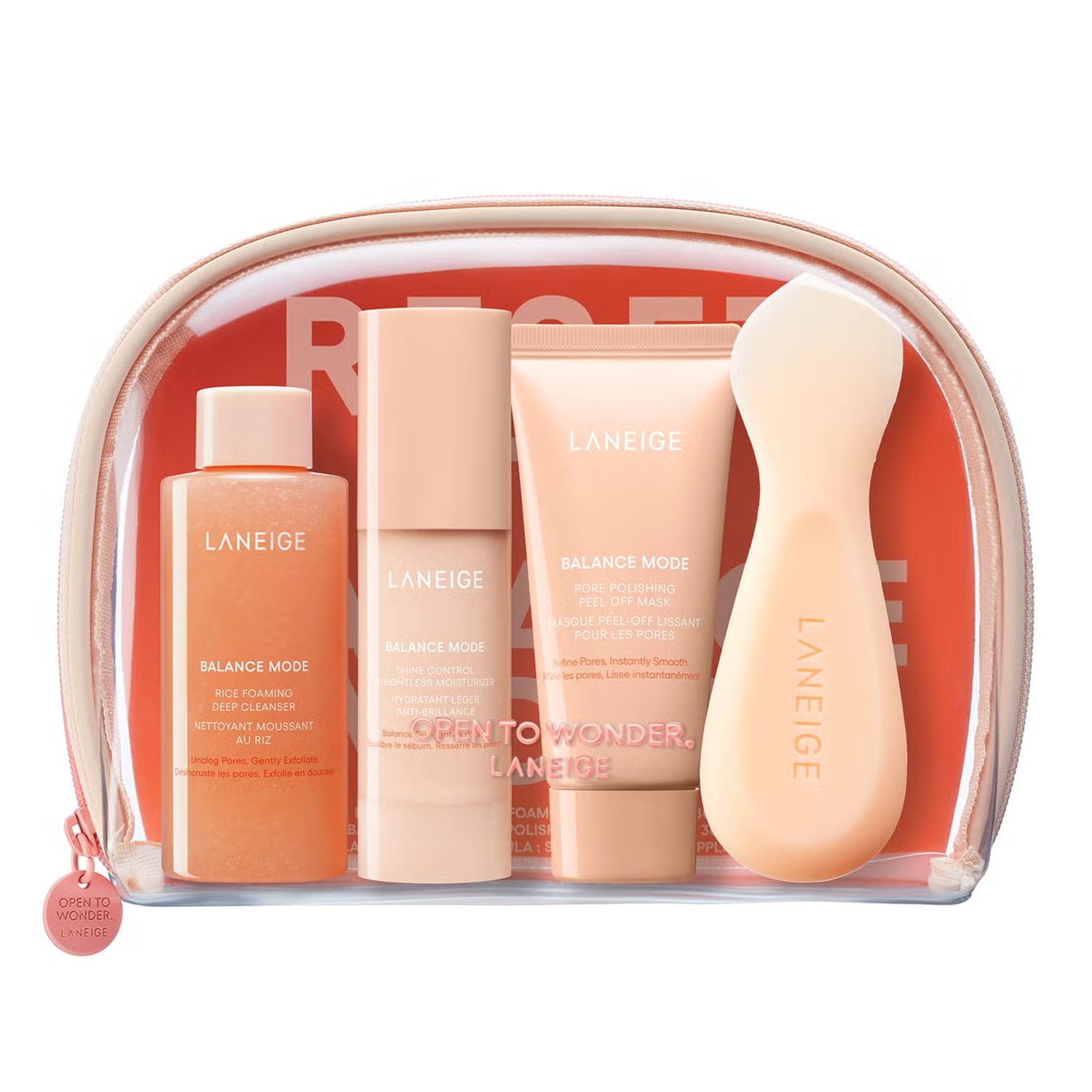 Laneige Get Into Balance Mode Set zestaw do pielęgnacji żel oczyszczający 80 ml + maseczka peel-off 30 ml + fluid nawilżający 30 ml