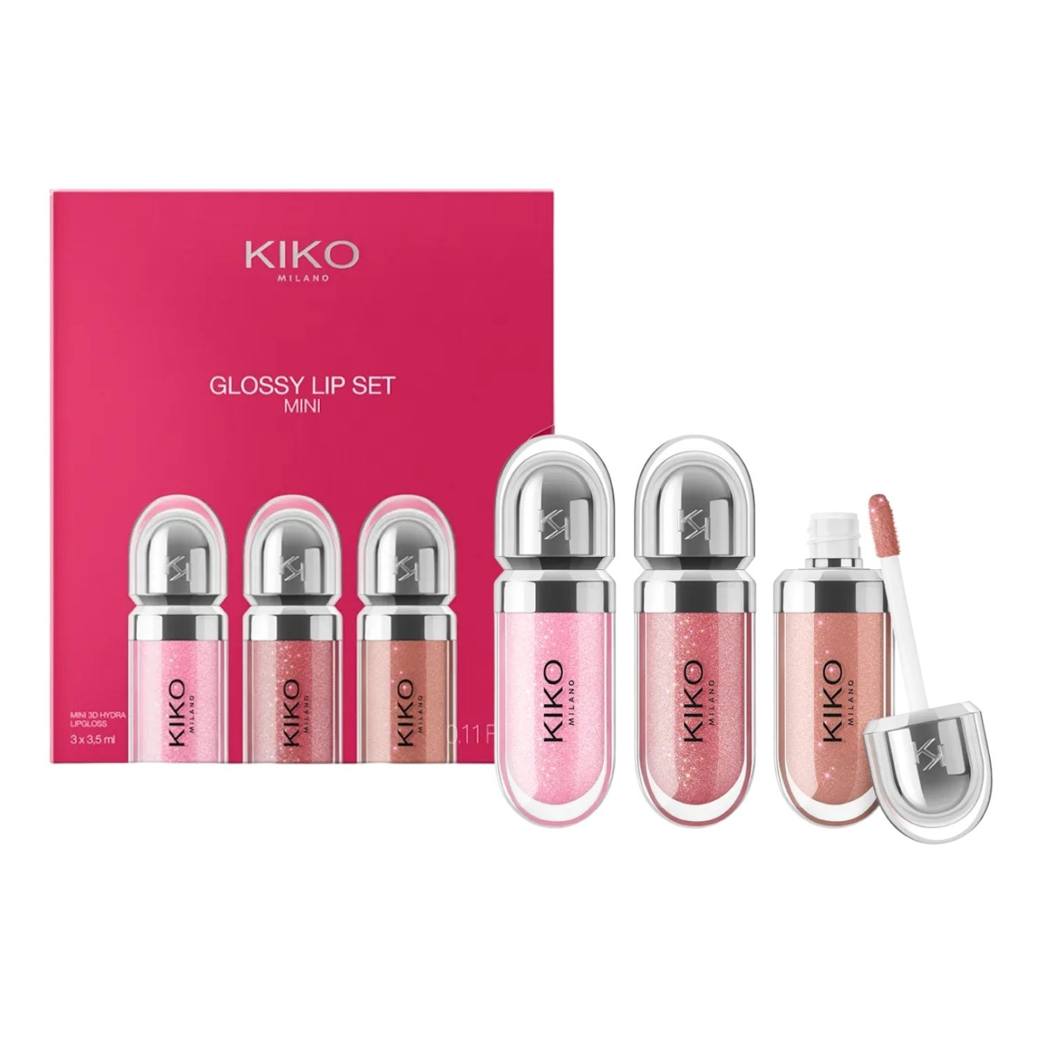 KIKO Milano Glossy Lip Set Mini zestaw błyszczyków powiększających usta 3 x 3,5 ml