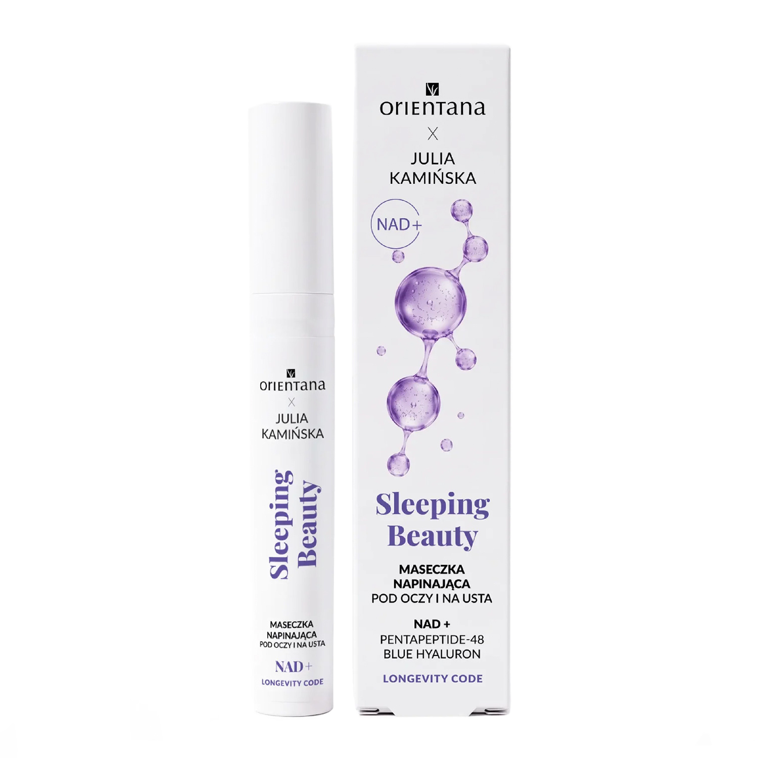 Orientana x Julia Kamińska Longevity Code Sleeping Beauty NAD+ maseczka napinająca pod oczy i na usta 15 ml