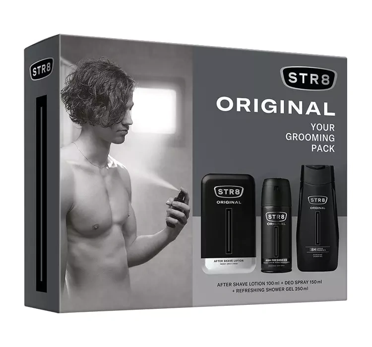 STR8 Original woda po goleniu 100 ml + dezodorant spray 150 ml + żel pod prysznic 250 ml