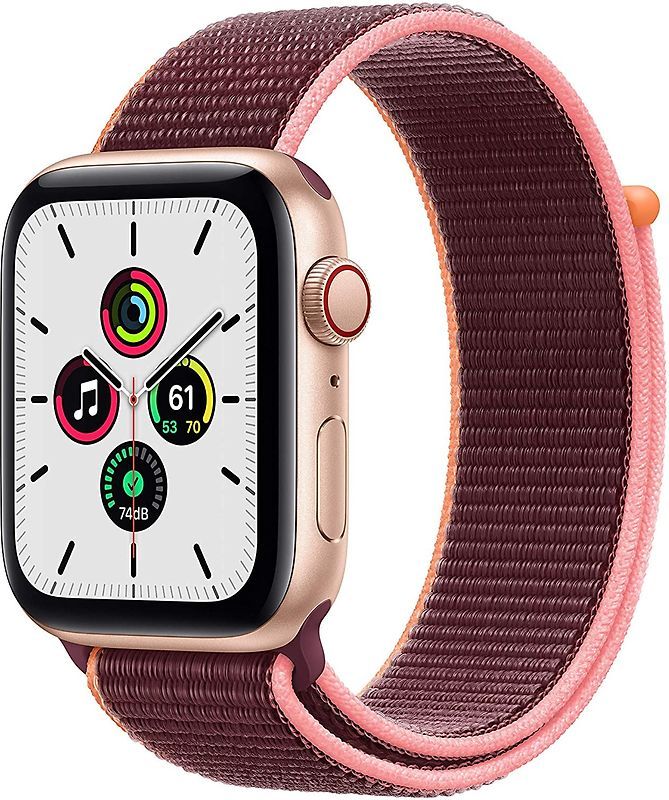 Apple Watch SE 44 mm caja de aluminio dorado con Deporte Loop púrpura - wifi + celular