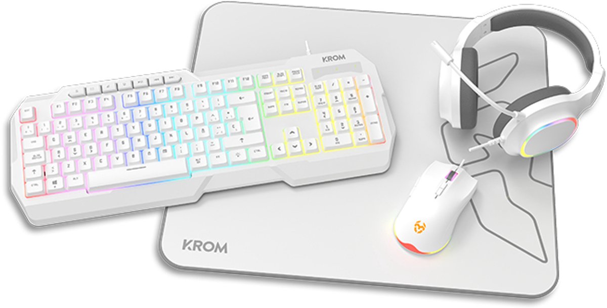 Krom Kenta 4 in 1 RGB Gaming Kit, Blanco