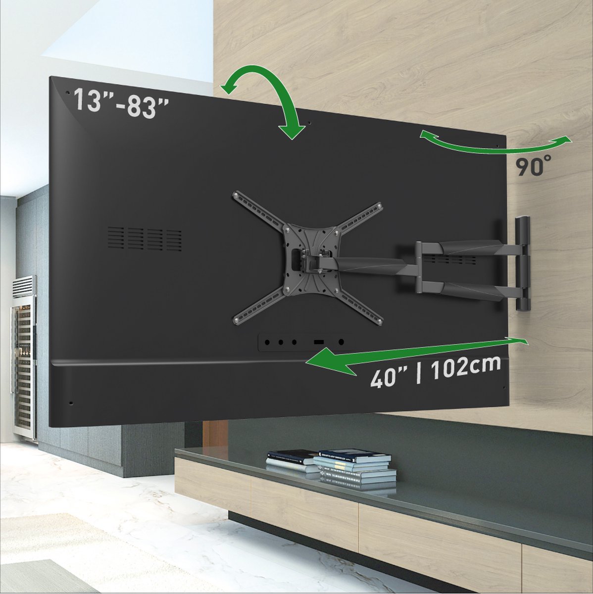 Barkan mounting kit - full-motion - for TV - extra long - black - Max 50 kg - recommended for 13"-83"