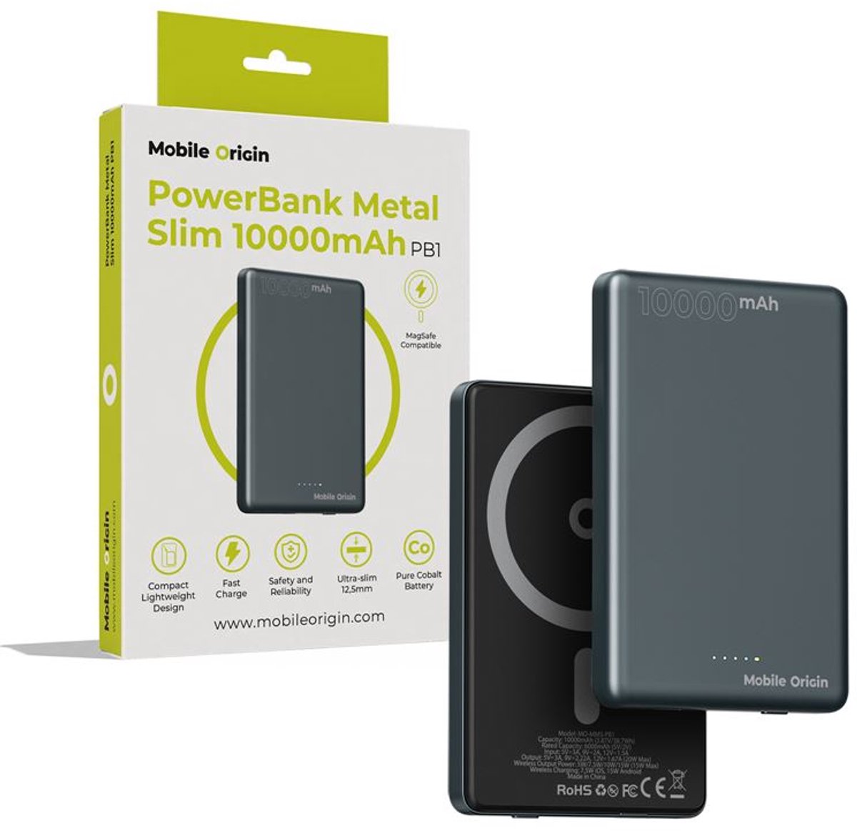 Mobile Origin PowerBank Metal Slim 10000mAh PB1 - 10000 mAh