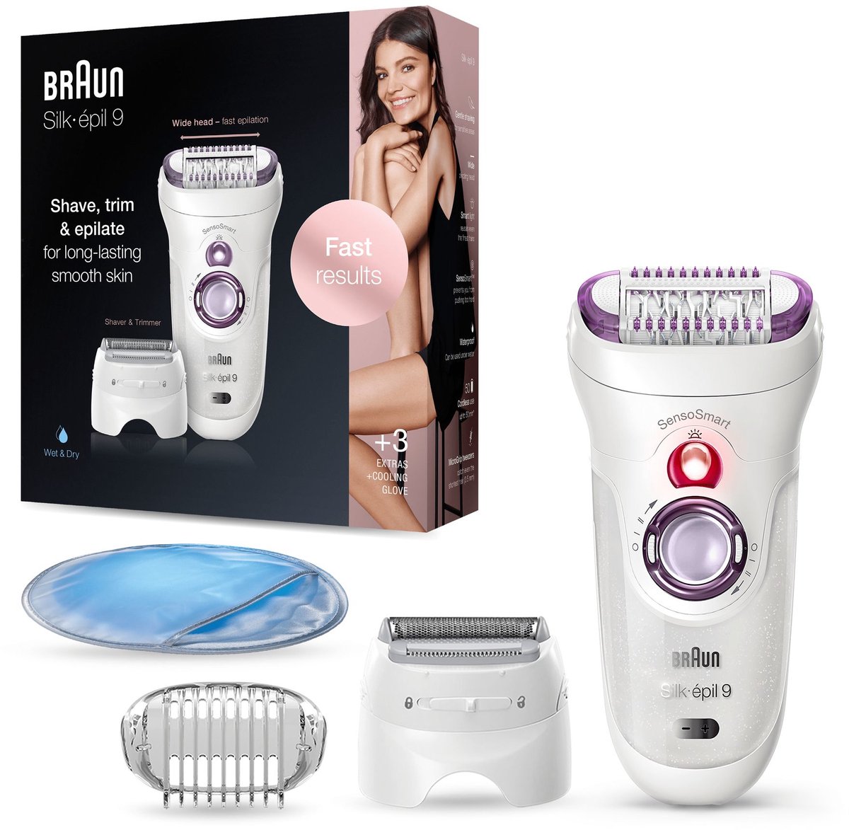 Braun Silk-épil 9 81706314 depiladora 40 pinzas Blanco, Violeta