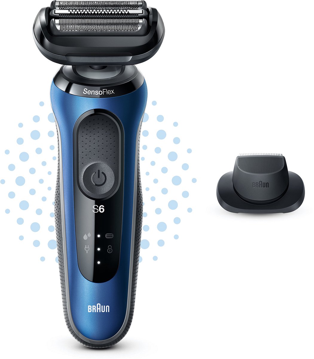 Braun Series 6 61-B1200s Máquina de afeitar de láminas Recortadora Negro, Azul