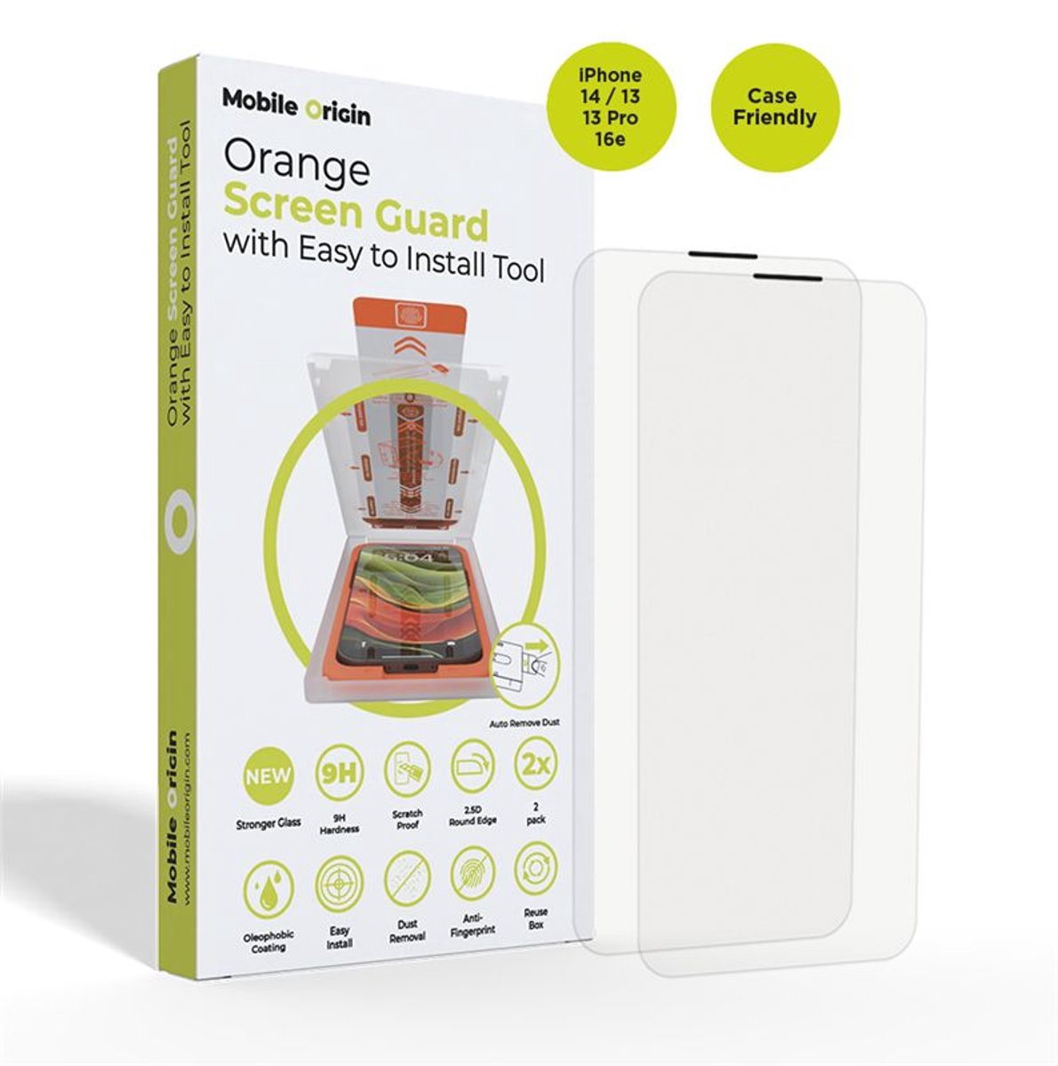 Mobile Origin Screen Guard iPhone 17e/16e/14/13/13 Pro/ with easy applicator 2 pack