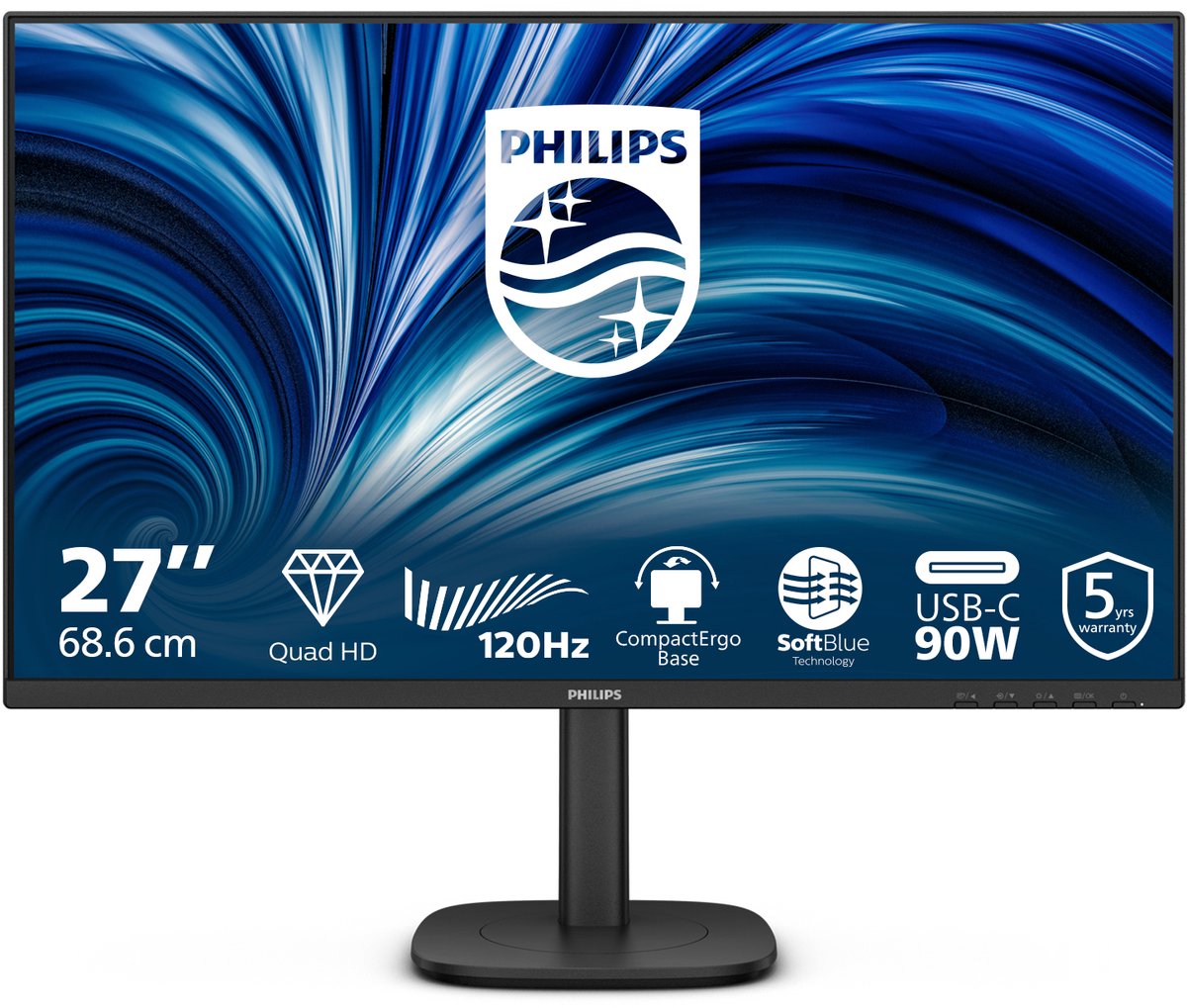 27" Philips 3000 Series 27B2U3601 - 2560x1440 (QHD) - 120Hz - IPS - 90W USB-C