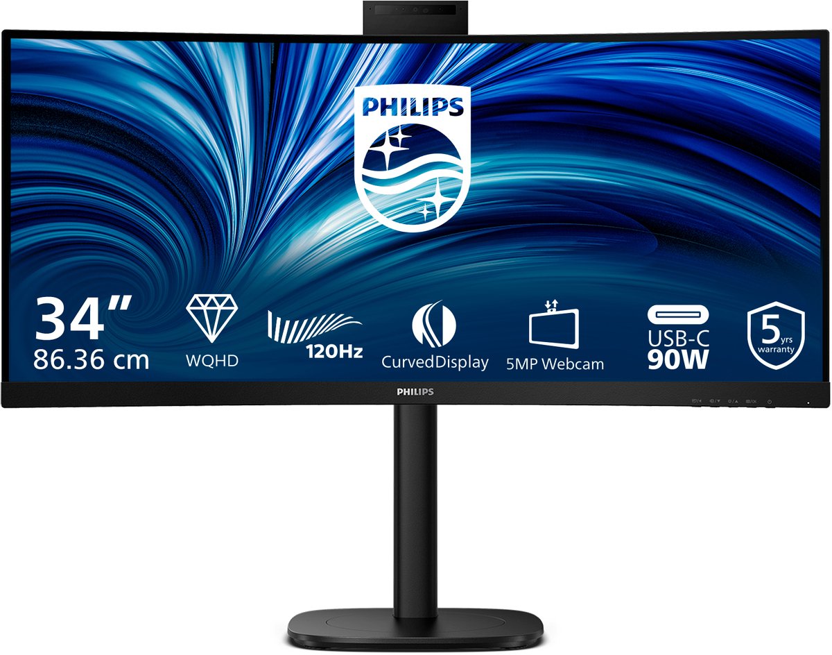 34" Philips 34B2U3600CH - 3440x1440 (UWQHD) - 120Hz - VA - 90W USB-C - KVM switch
