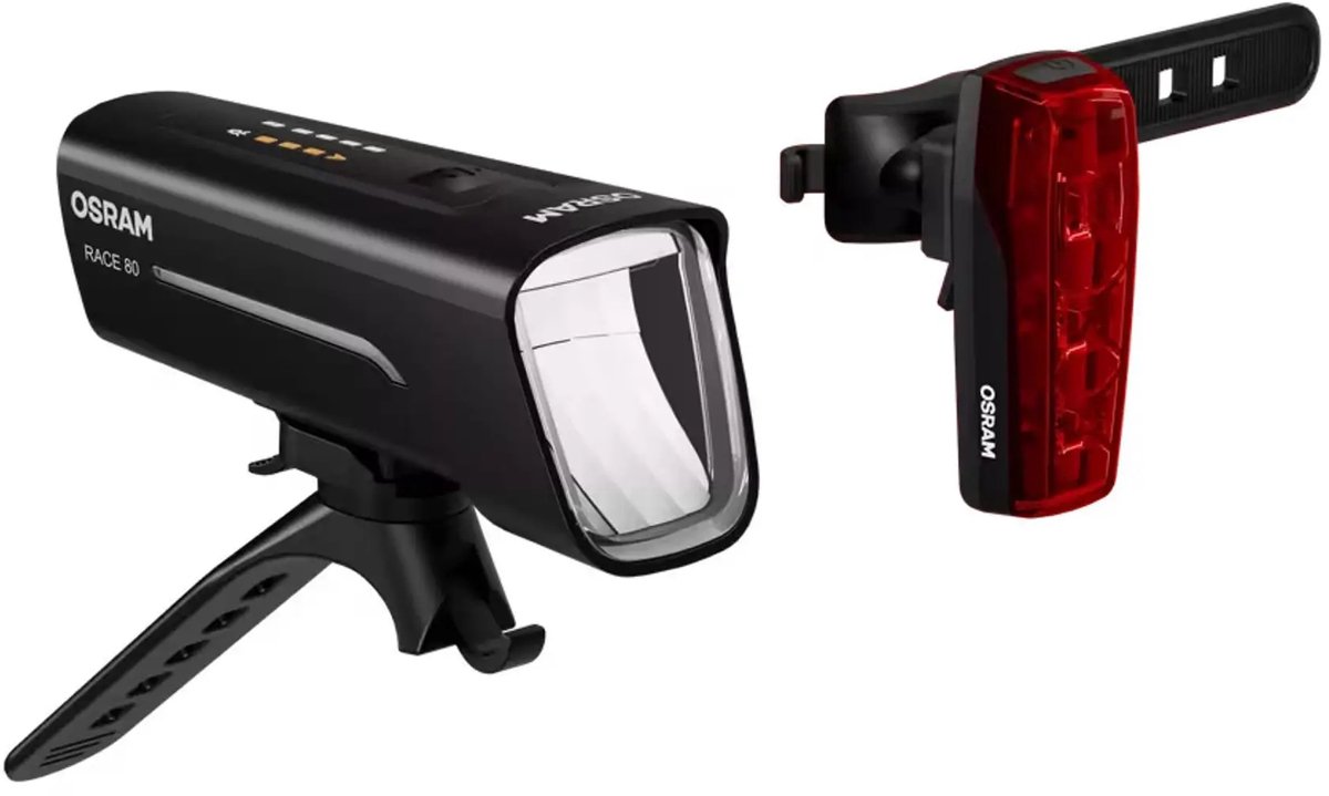 Osram Automotive Kit illuminazione bicicletta RACE 80 SET LED (monocolore) a batteria ricaricabile Nero