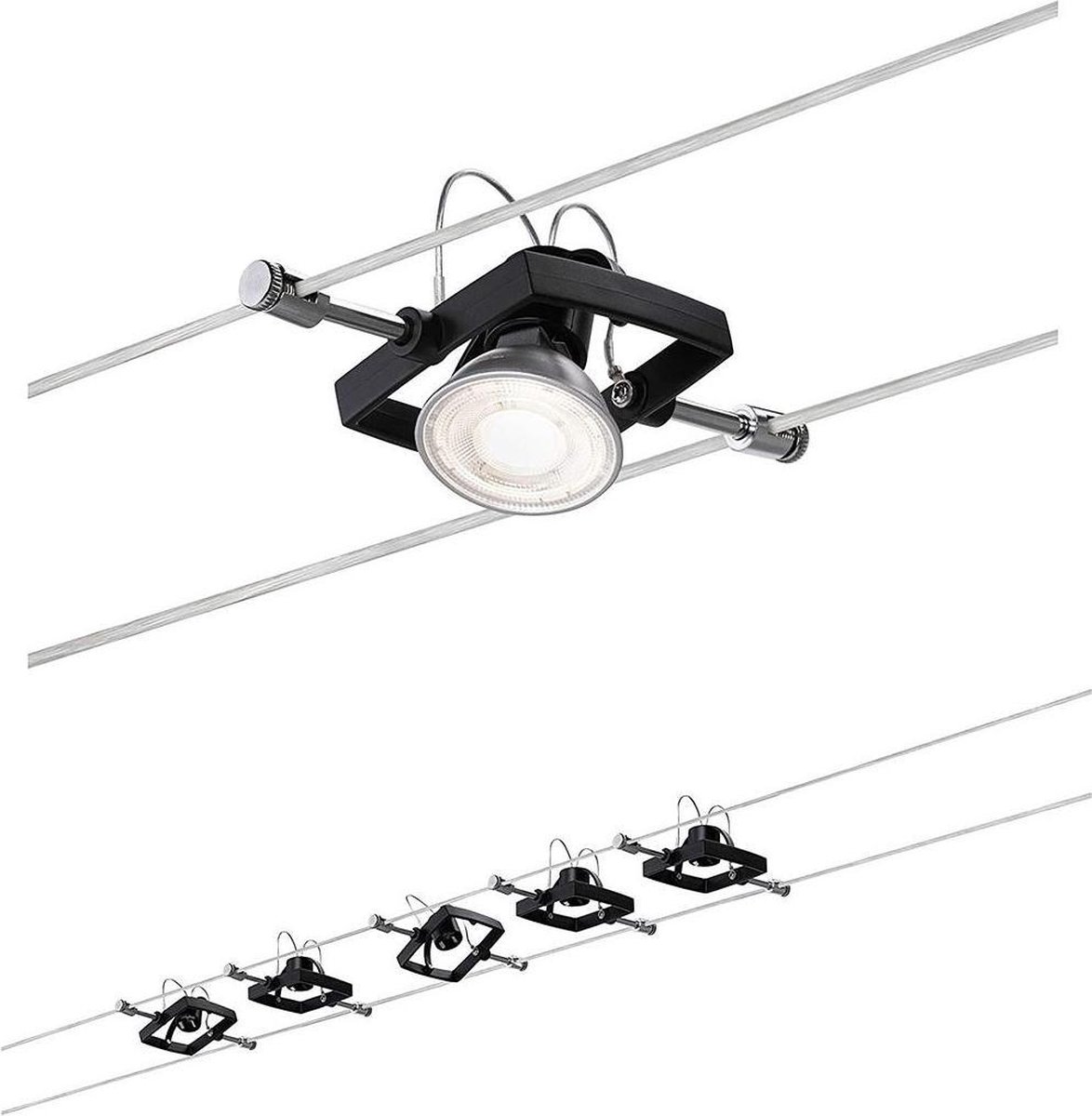 Paulmann Wire Set MacII Sistema di illuminazione completo su cavo GU5.3 LED (monocolore) Nero (opaco)