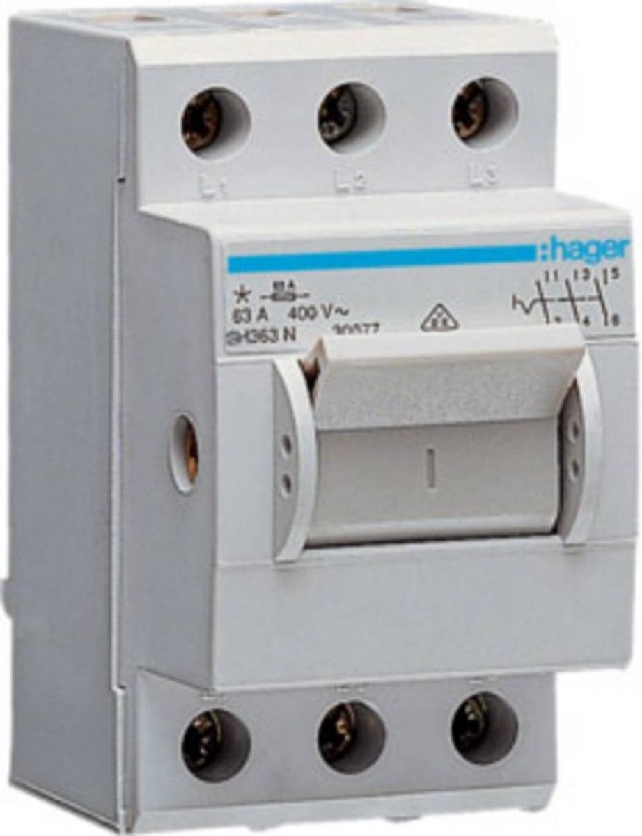 Huvudbrytare Grå 3-polig 63 A 230 V/AC, 400 V/AC Hager SH363N