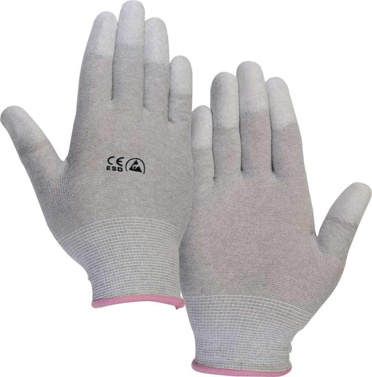 TRU COMPONENTS EPAHA-RL-M ESD-handske med beläggning på fingertopparna Storlek: M Polyamid