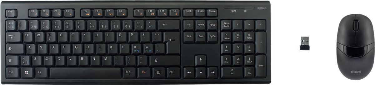 Deltaco TB-114 - keyboard and mouse set - Nordic - black - Tastatur & Mus set - Nordisk - Svart