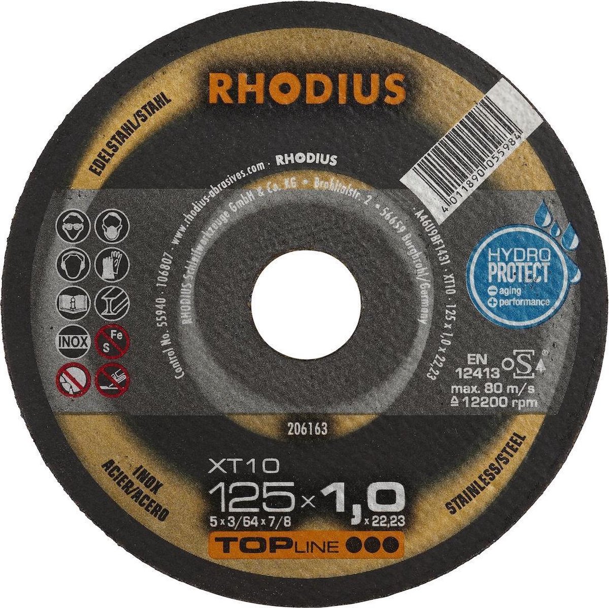 Rhodius XT10 206165 Separationspår rakt 125 mm 22.23 mm 1 st