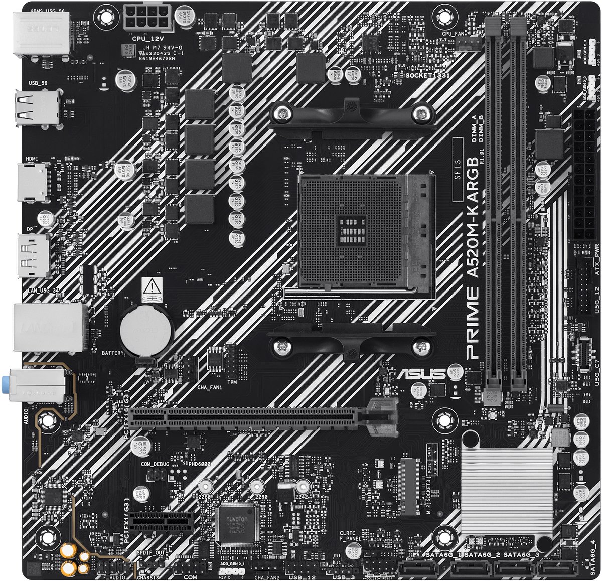 ASUS PRIME A520M-K ARGB Bundkort - AMD A520 - AMD AM4 - DDR4 RAM - Micro-ATX