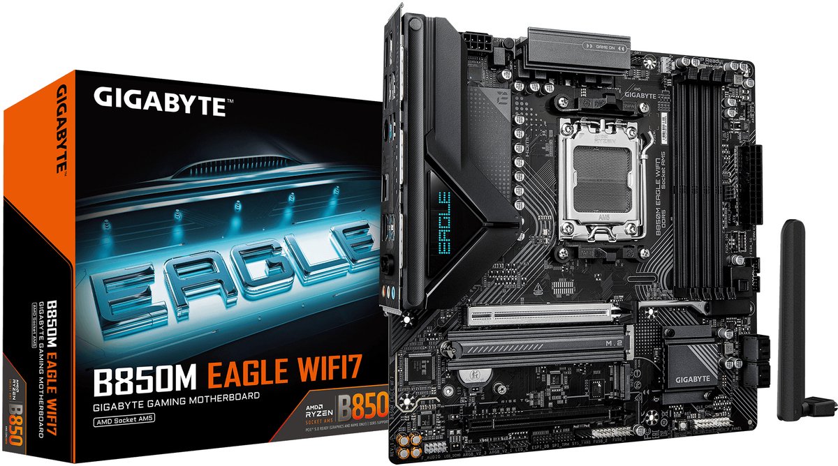 GIGABYTE B850M EAGLE WIFI7 Bundkort - AMD B850 - AMD AM5 - DDR5 RAM - Micro-ATX