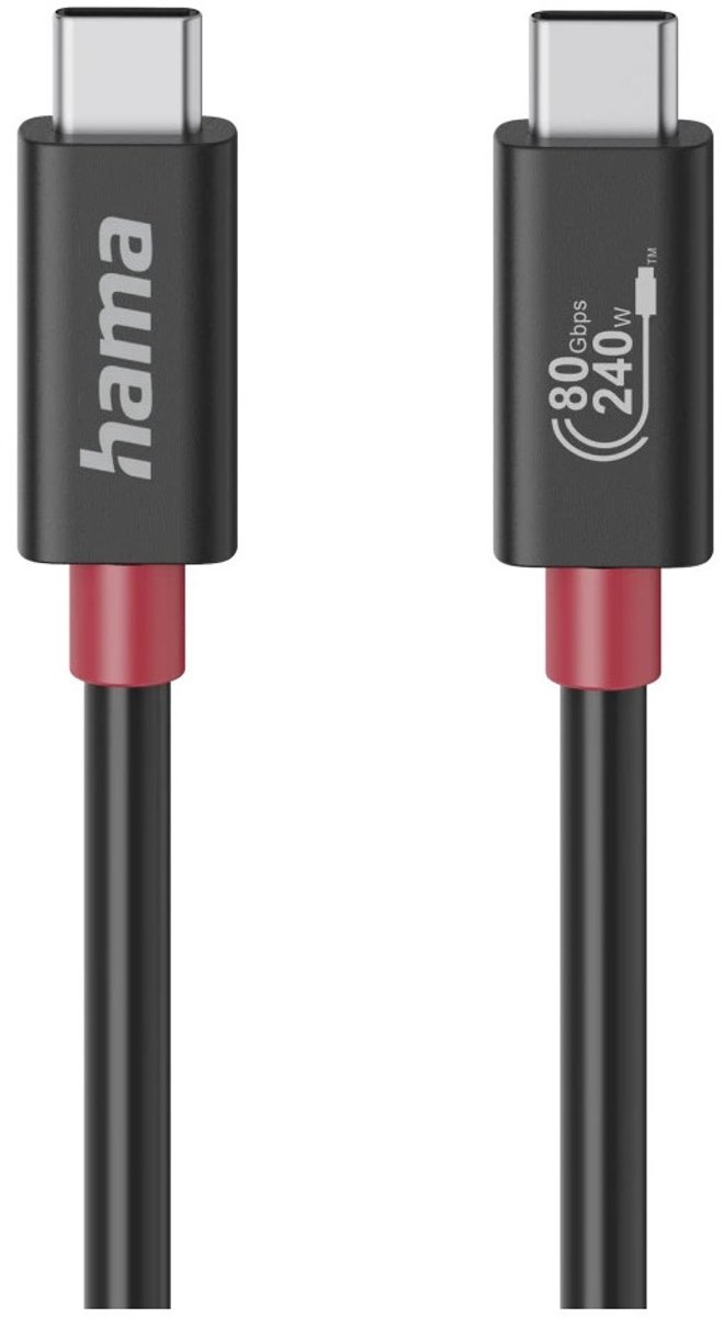 Hama USB-C Kabel USB 4.0 USB-C®-kontakt 1 m Svart Flexibel 00200799