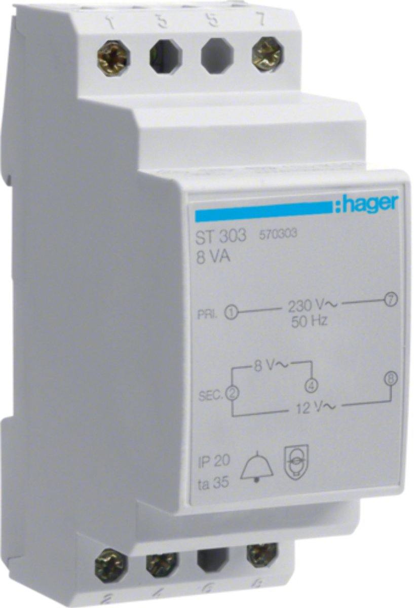 Hager Ringetransformer 8VA 230/8/12V