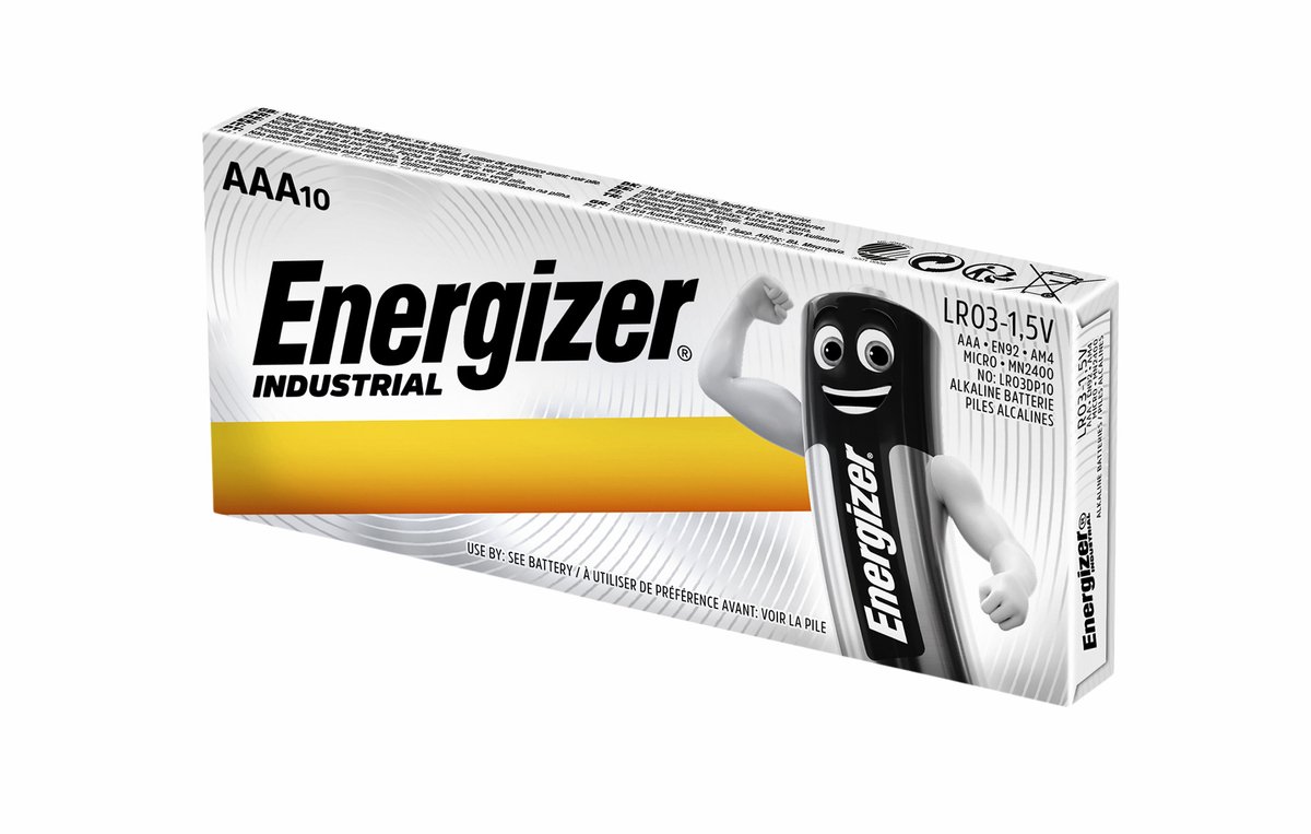 Batteri AAA (R03) Energizer Industrial LR03 Alkaliskt 2.85 Ah 1.5 V 10 st