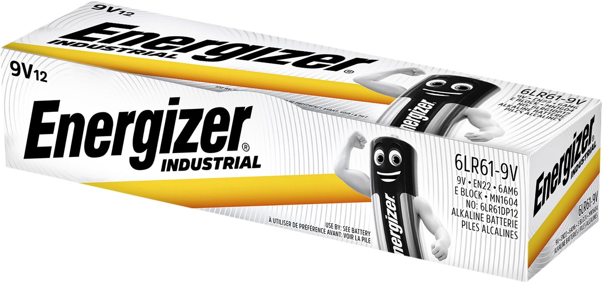 Batteri 9 V Energizer Industrial 6LR61 Alkaliskt 9 V 12 st