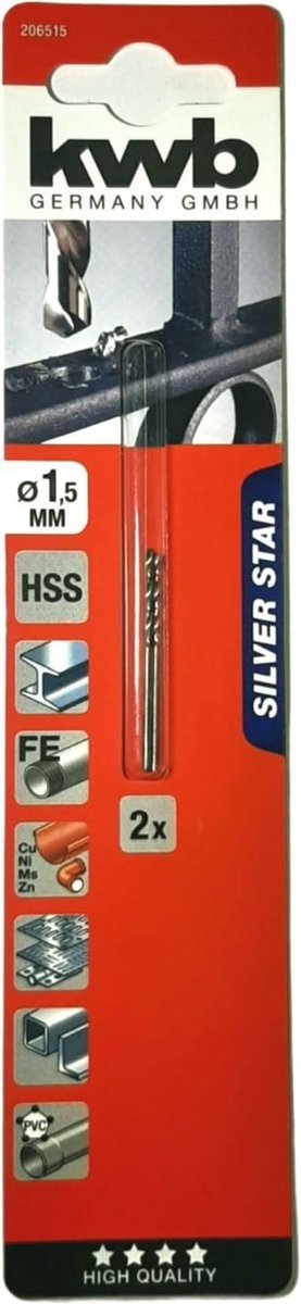 kwb 206515 HSS Metall-spiralborr 1.5 mm Total längd 40 mm DIN 338 Cylinderskaft 1 st