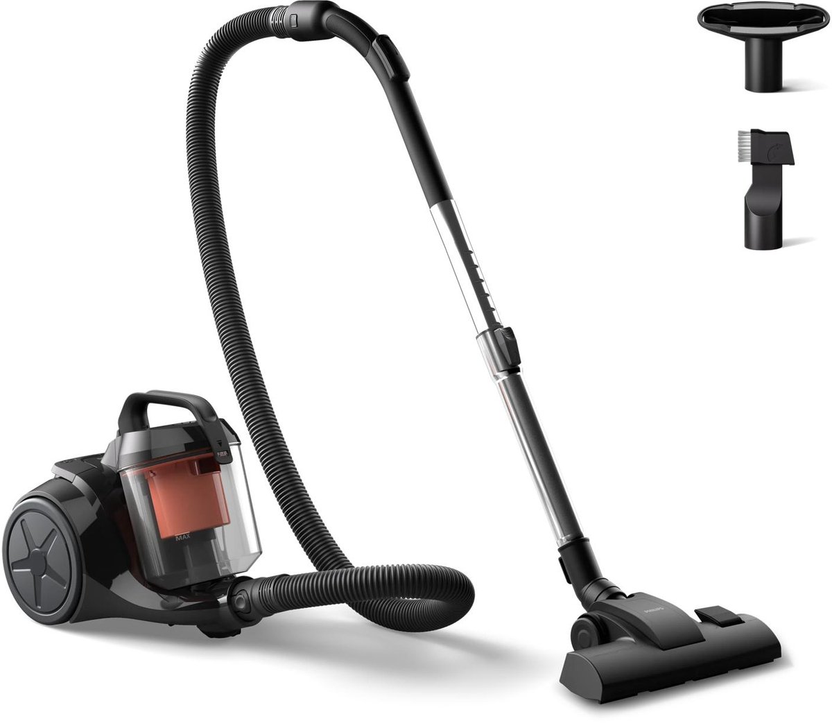 Philips Støvsuger 1000 Series XB1142 - vacuum cleaner - canister - black/coral