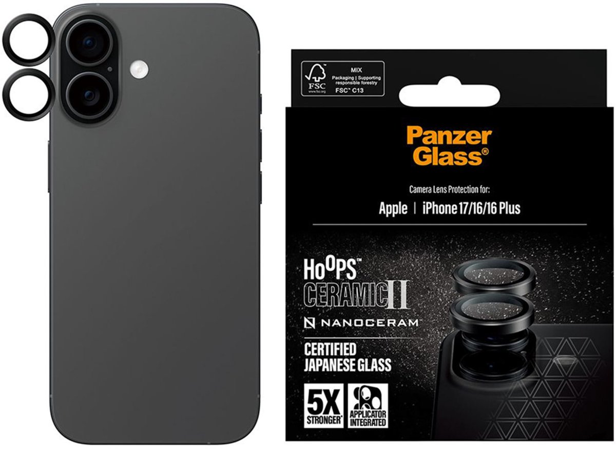 PanzerGlass Hoops® Ceramic II Camera Lens Protector iPhone 17 | iPhone 16 | 16 Plus