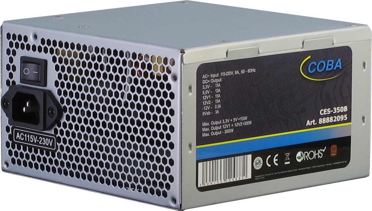 Inter-Tech Coba CES-350B Strømforsyning - 350 Watt - 120 mm - 80 Plus Bronze certified