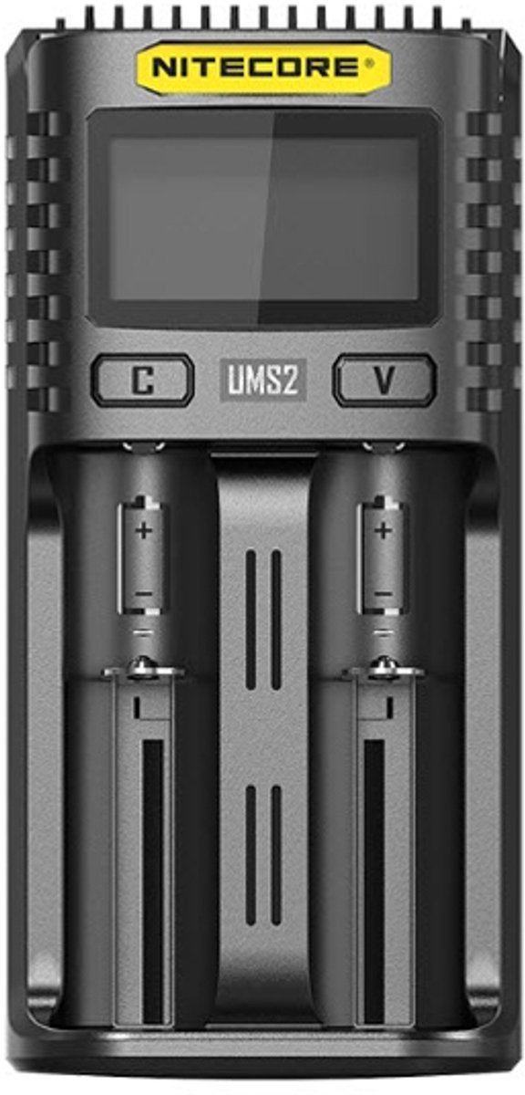 NiteCore UMS2 Batteriladdare LiFePO4, LiIon, NiCd, NiMH 10440, 14500, 14650, 16340, 16500, 16650, 17350, 17650, 17670, 18350, 18500, 18650, 18700, 20700,