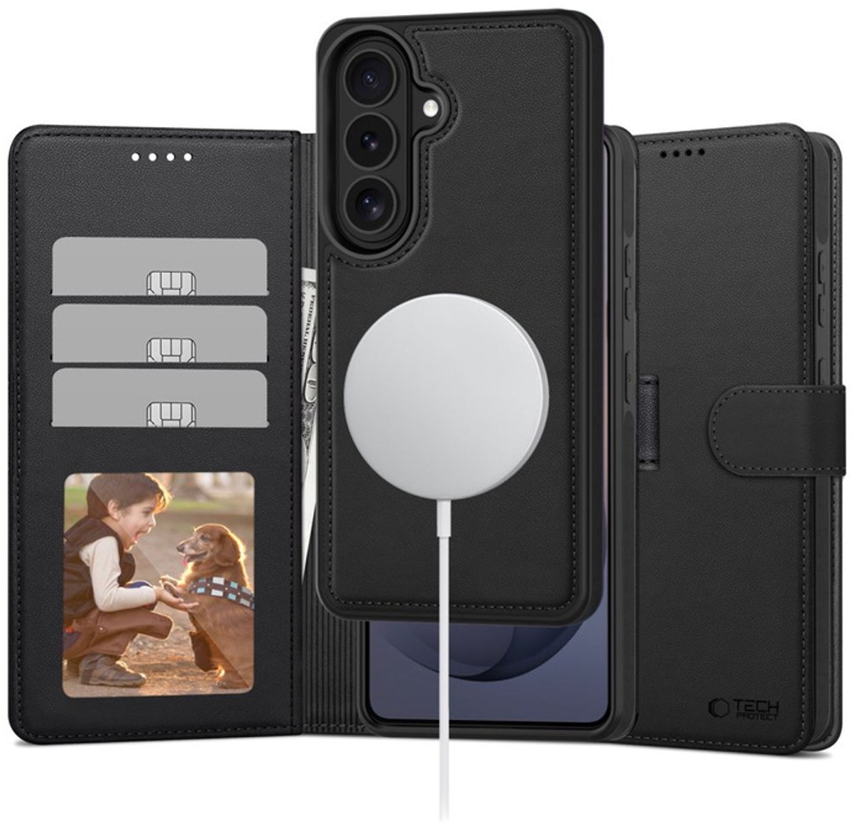 Tech-Protect MagSafe Wallet Case for Samsung Galaxy S26 - Matte Black