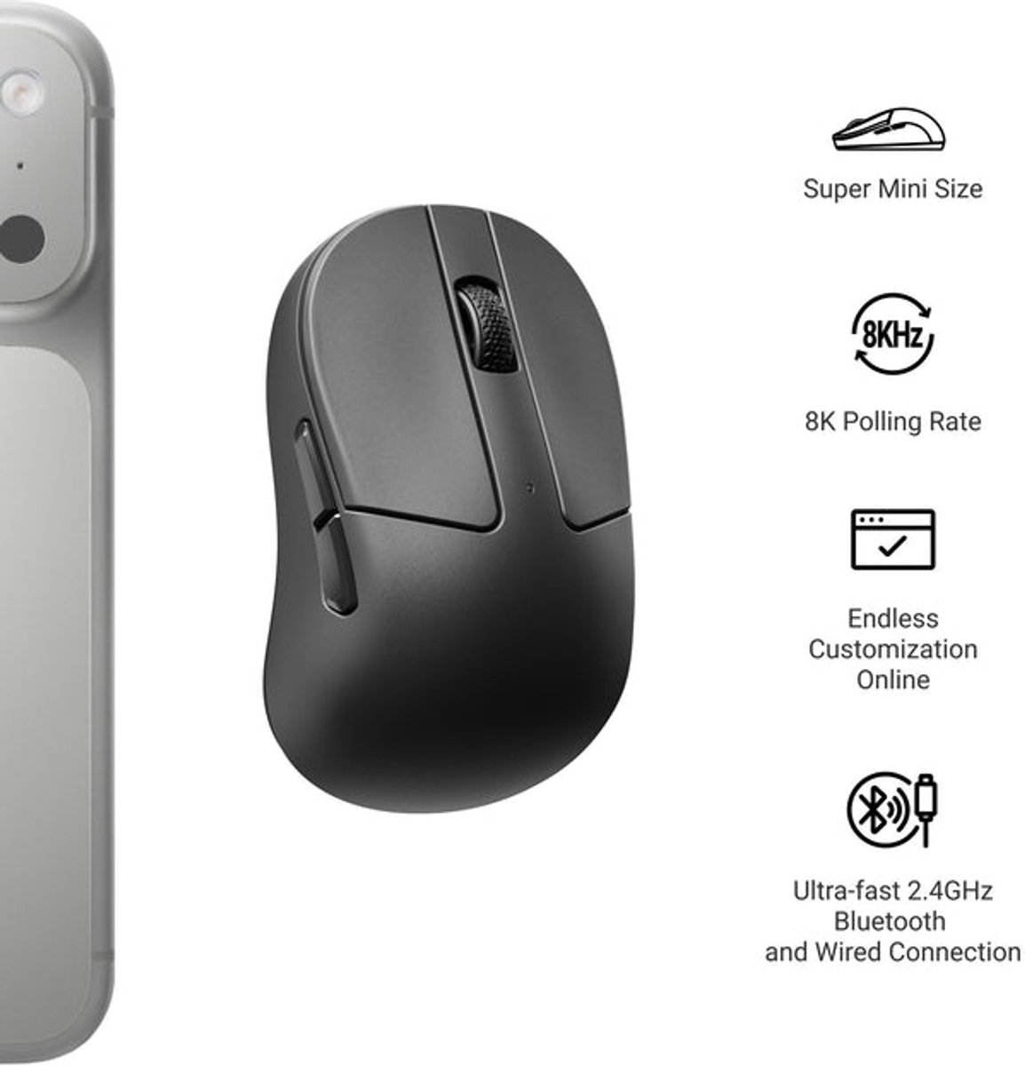 Keychron M4 Wireless - Gamingmus - Optic - 5 knappar - Svart