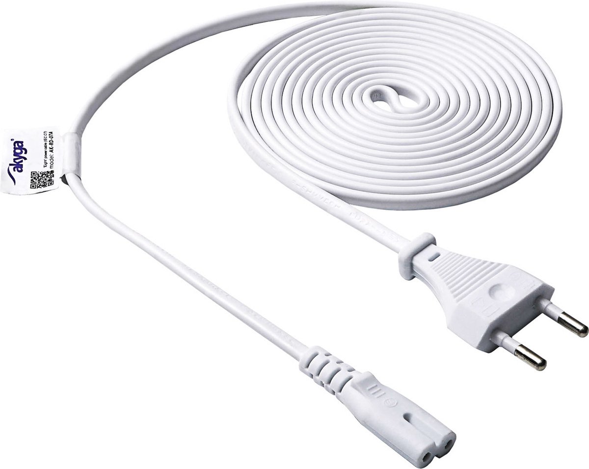 Akyga Ström Adapterkabel [1x Euro-kontakt - 1x Apparat hona C7] 3.00 m Vit