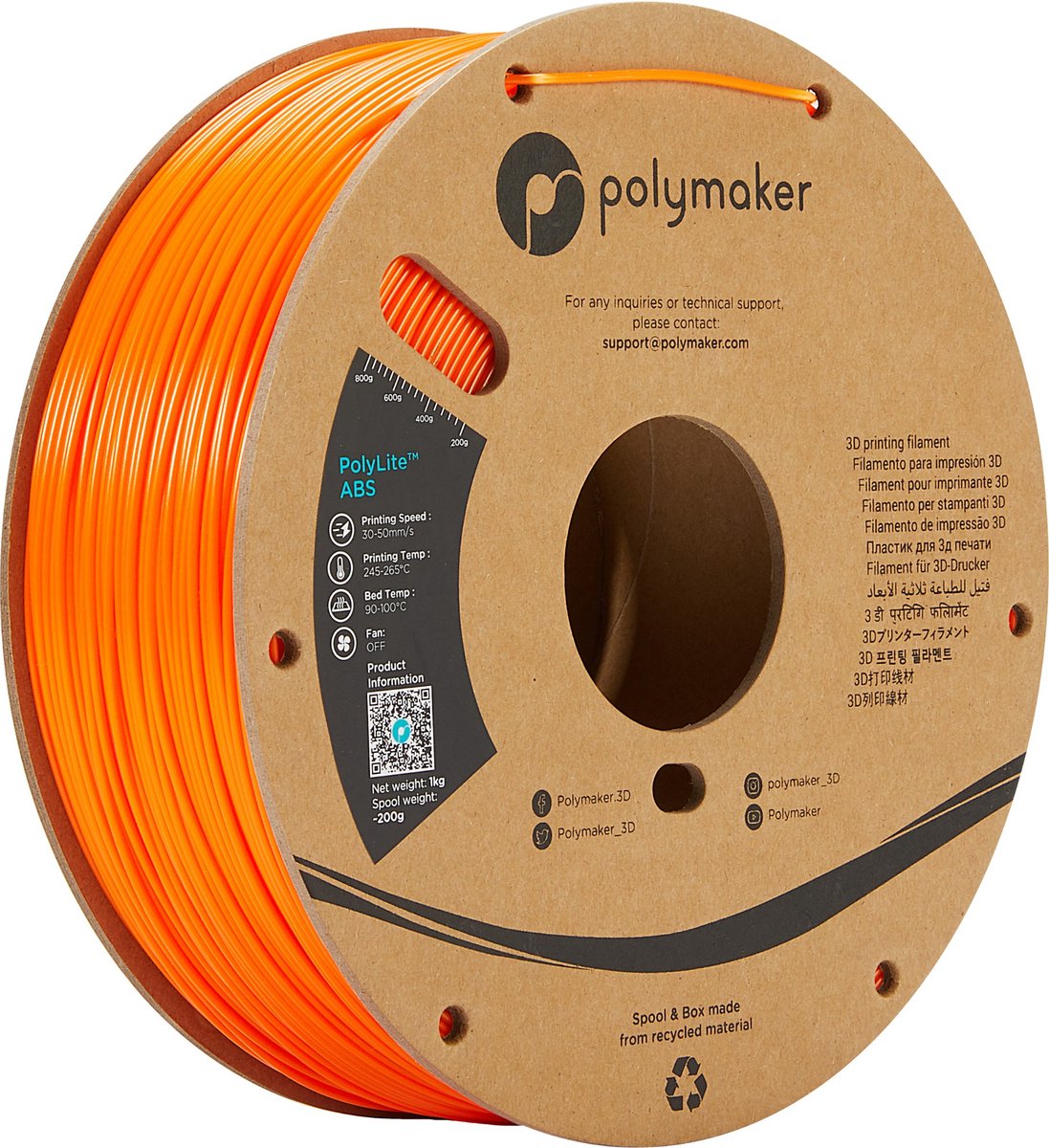 Polymaker PE01009 PolyLite 3D-skrivare Filament ABS-plast Luktfri 1.75 mm 1000 g Orange 1 st