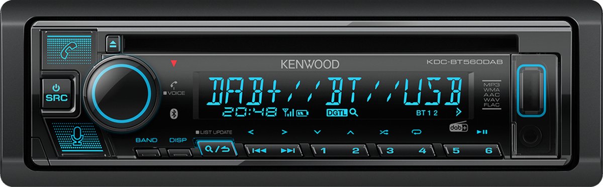 Kenwood KDC-BT560DAB Bilstereo Anslutning för rattfjärrkontroll, Bluetooth, DAB+ Tuner