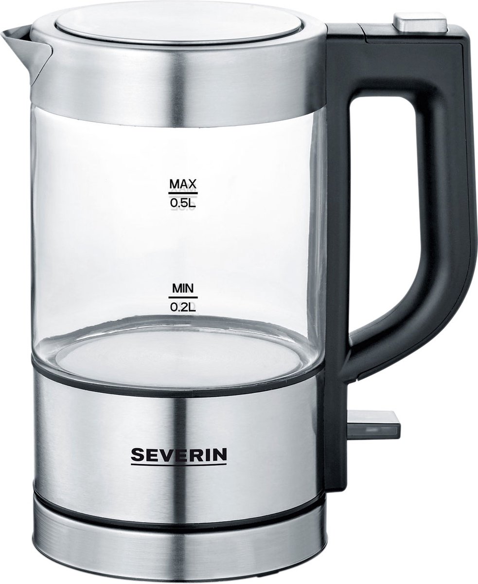 Severin 3472 Vattenkokare sladdlös, Överhettningsskydd Rostfritt stål (borstat), Svart Kapacitet: 0.5 l