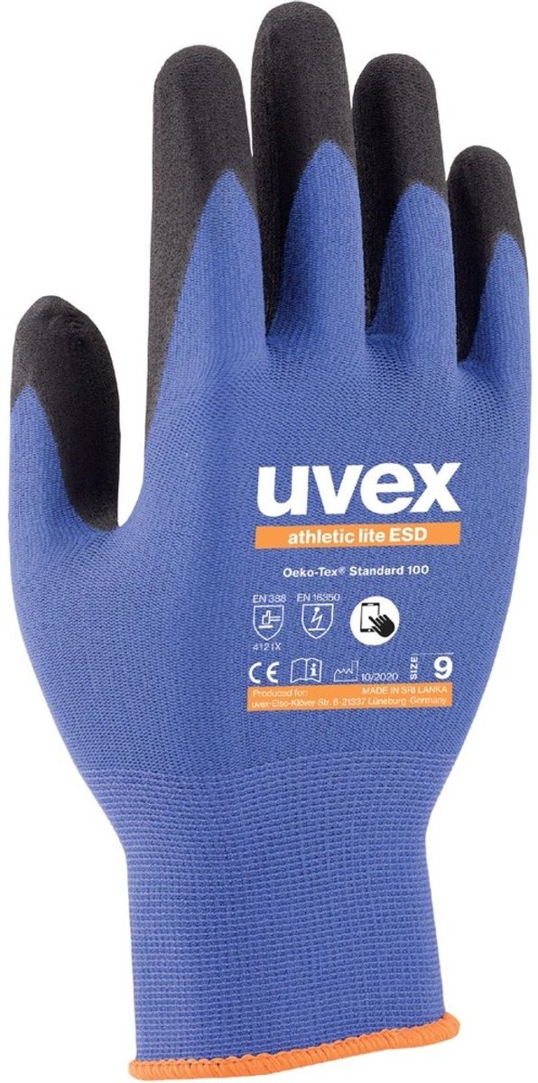 uvex 6003506 athletic lite ESD Monteringshandskar Storlek (handskar): 6 EN 16350:2014 PSA-kat II 1 par