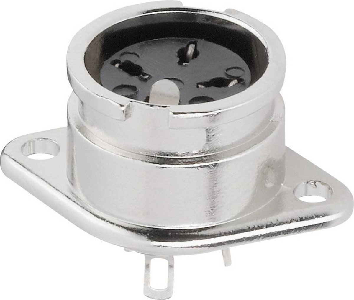 TRU COMPONENTS 1578834 DIN cirkulärt kontaktdon Flänsanslutning rak kontakt Antal poler: 5 Silver 1 st