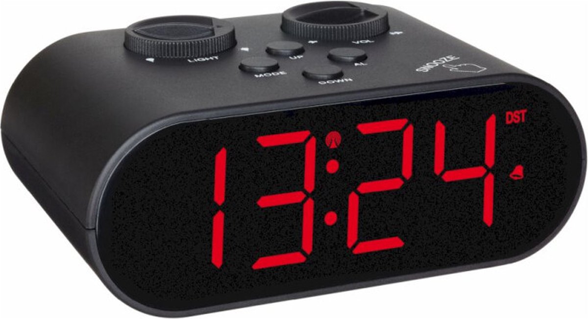 TFA Dostmann 60.2551.01 DCF Väckarklocka Svart Larmtider 1 USB-anslutning, Stor display