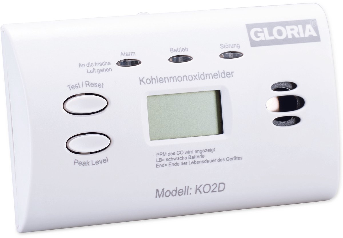 Gloria KO2D Kolmonoxid-detektor batteri Detektering Kolmonoxid