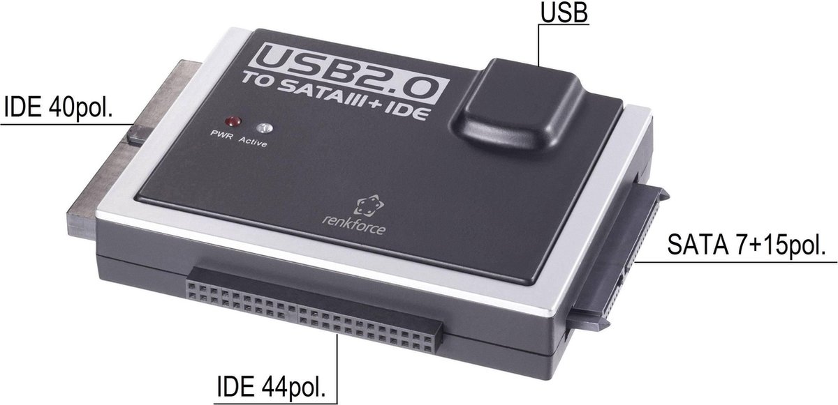 Renkforce USB 2.0 till IDE+SATA konverterare